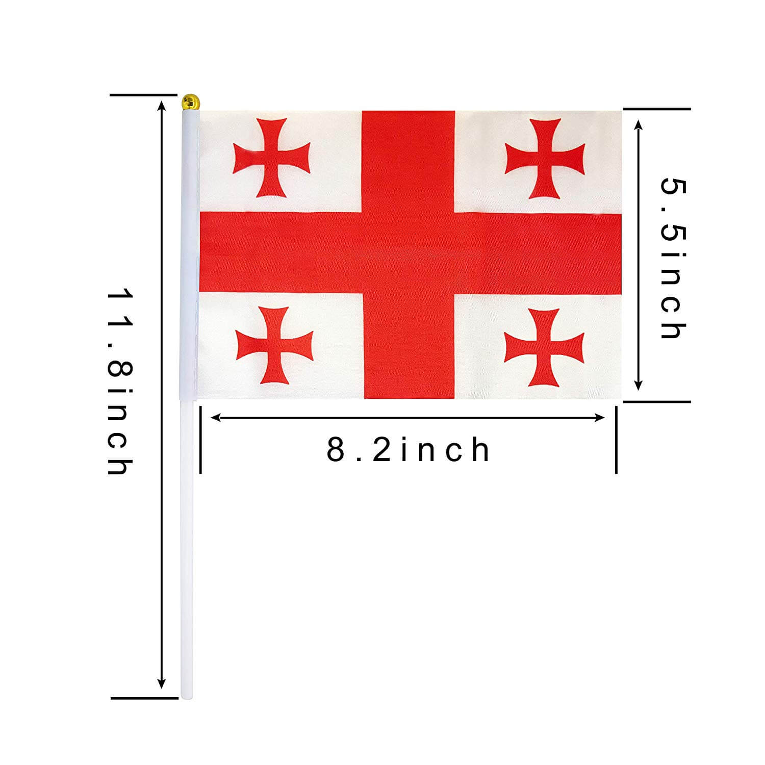 Georgian Flag Small Hand Waving National Flag 14*21cm  5pcs