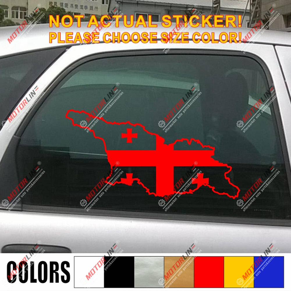 Georgia Country Flag Map Outline Silhouette Decal Sticker Car Vinyl no bkgrd b