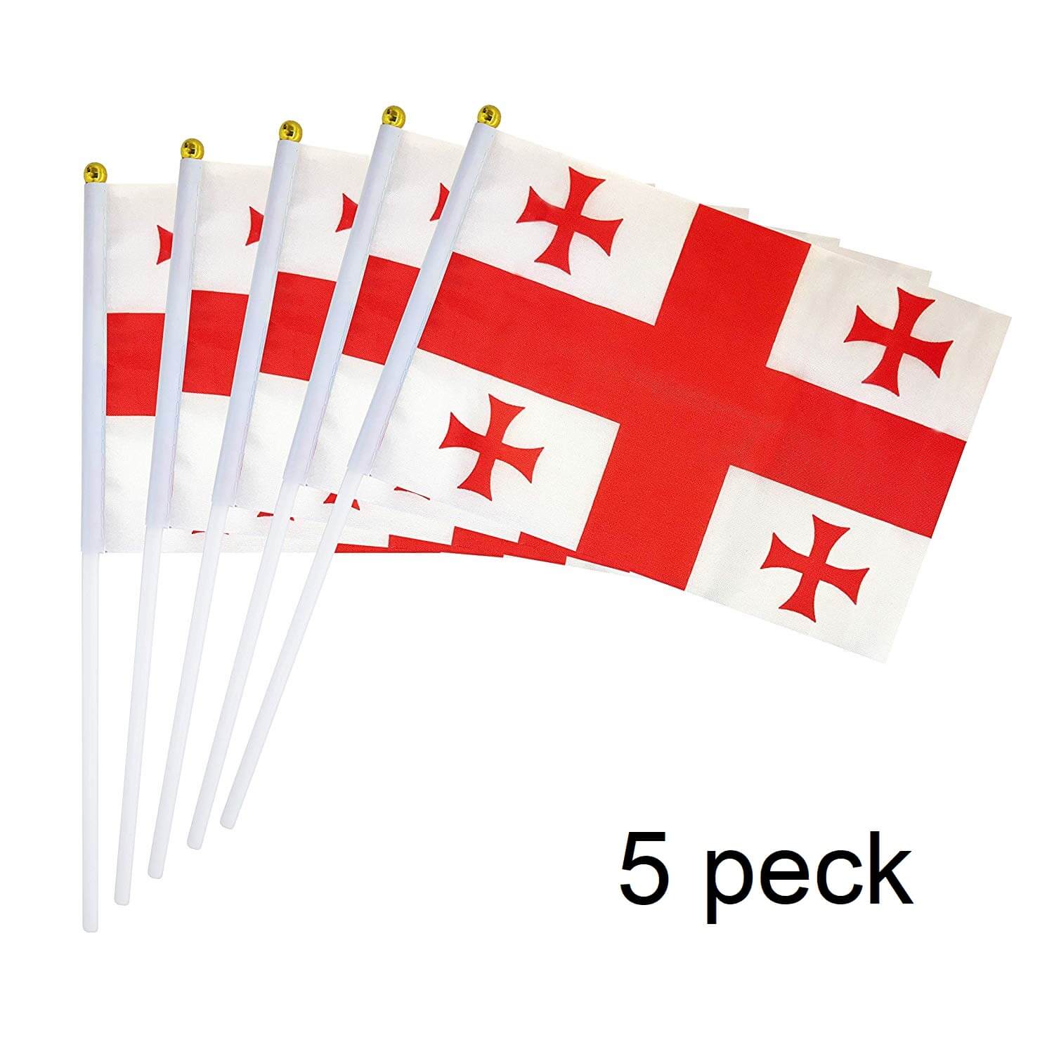 Georgian Flag Small Hand Waving National Flag 14*21cm  5pcs